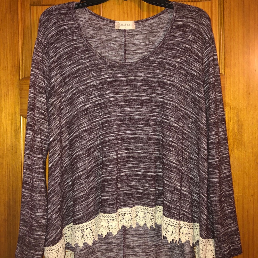 Altar’d State Burgundy Top with Lace Trim